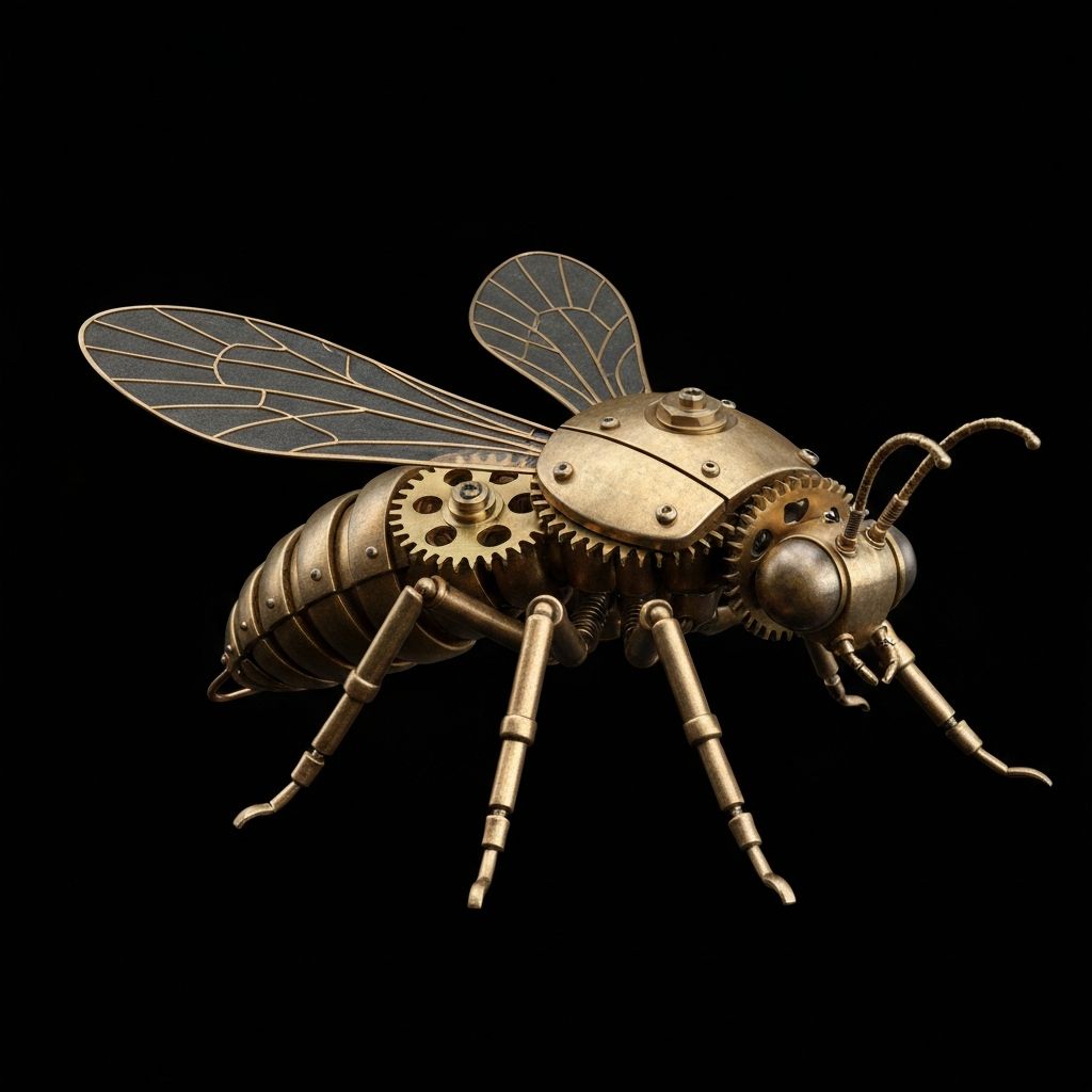 Steampunk mechanical insect sculpture