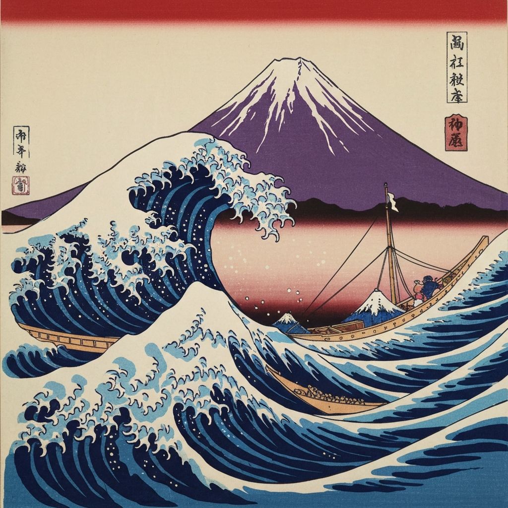 Japanese woodblock print wave